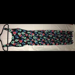 Maxi black flowered dress